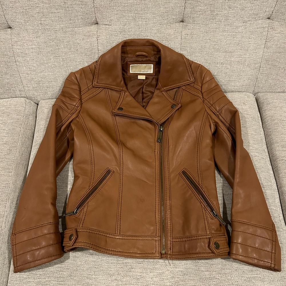 Michael Kors leather moto jacket size small